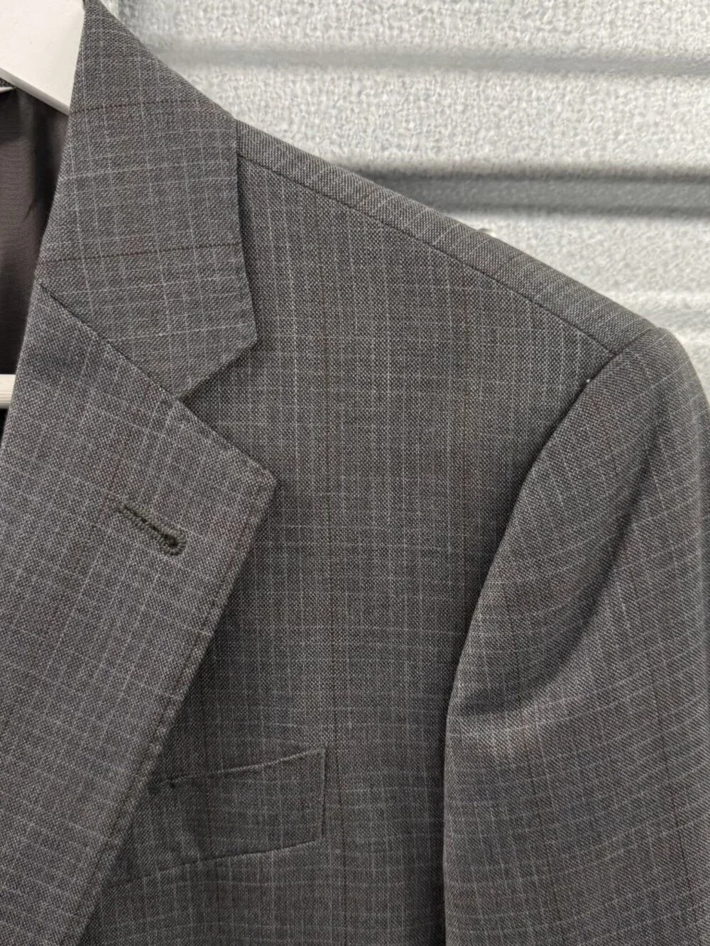 ARMANI COLLEZIONI Grey Wool Check Pattern Suit Blazer Jacket